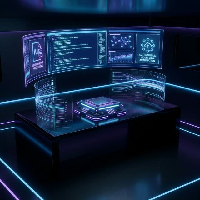 Futuristic AI workspace