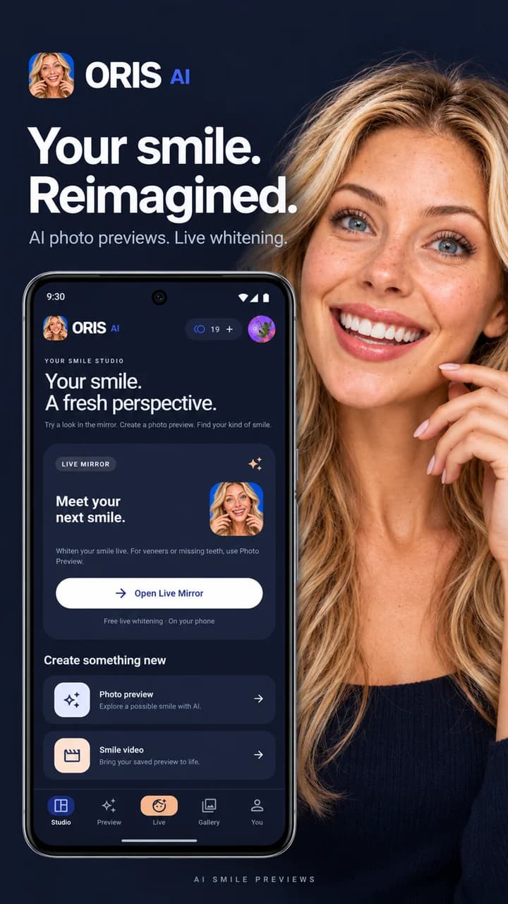 Oris AI — photo previews and live whitening